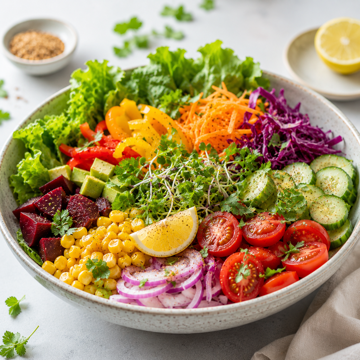 rainbow protein salad bowl